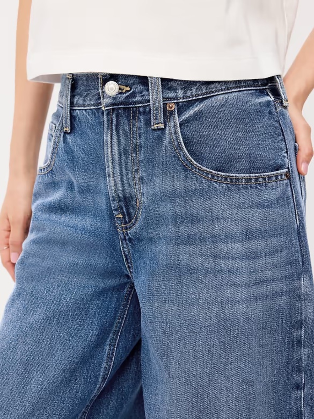 Old Navy Wide-Leg Cropped Blue Denim Jeans - Picture 4 of 7
